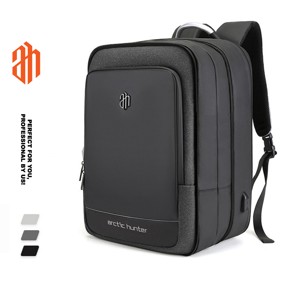 Balo du lịch nam Arctic Hunter B00227 chất liệu oxford chống nước, kích thước 18 inch, khóa mở rộng như vali, cổng kết nối USB