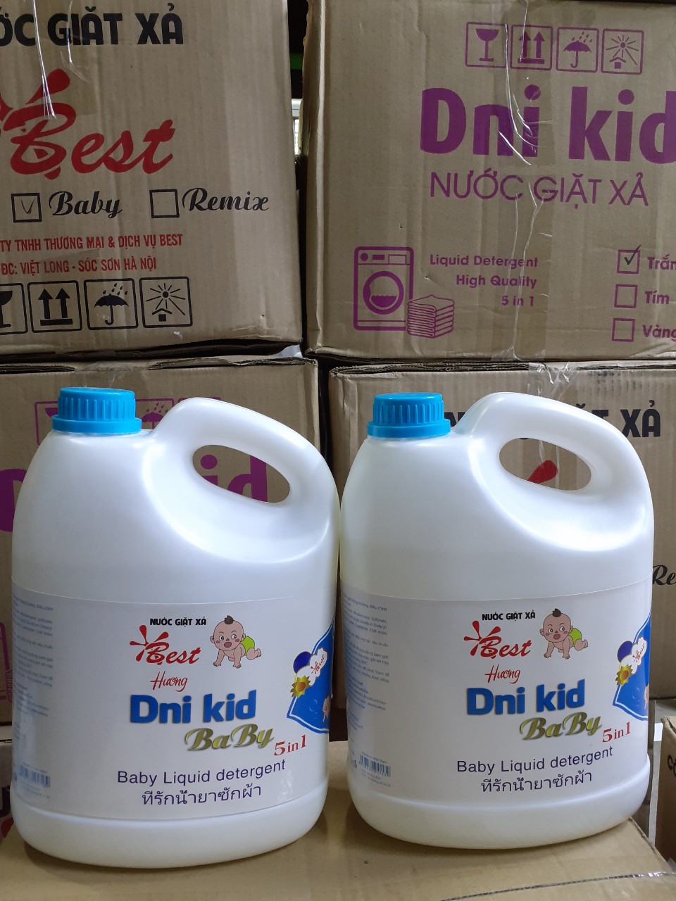 combo 2 can nước giặt xả dni-kid trẻ em 3600ml chai-là mềm vải-diệt khuẩn-siêu thơm 1