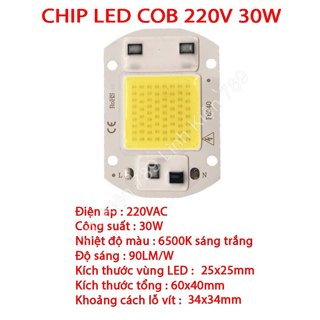 Chip led cob siêu sáng 220v 50w sáng trắng