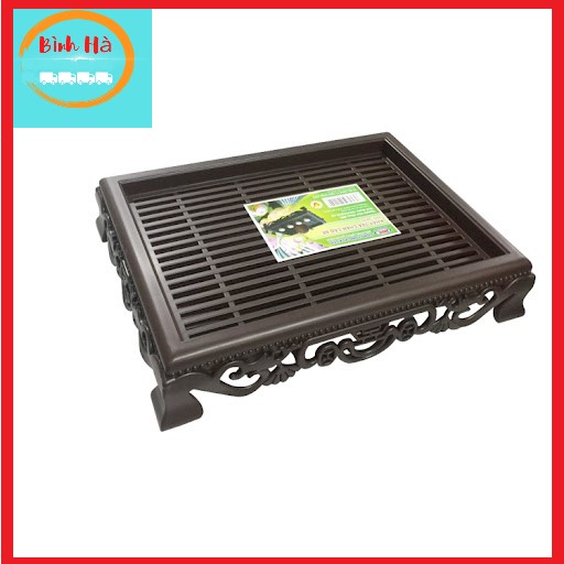Khay trà đựng ấm chén nhựa giả gỗ Song Long Plastic nhiều kích cỡ