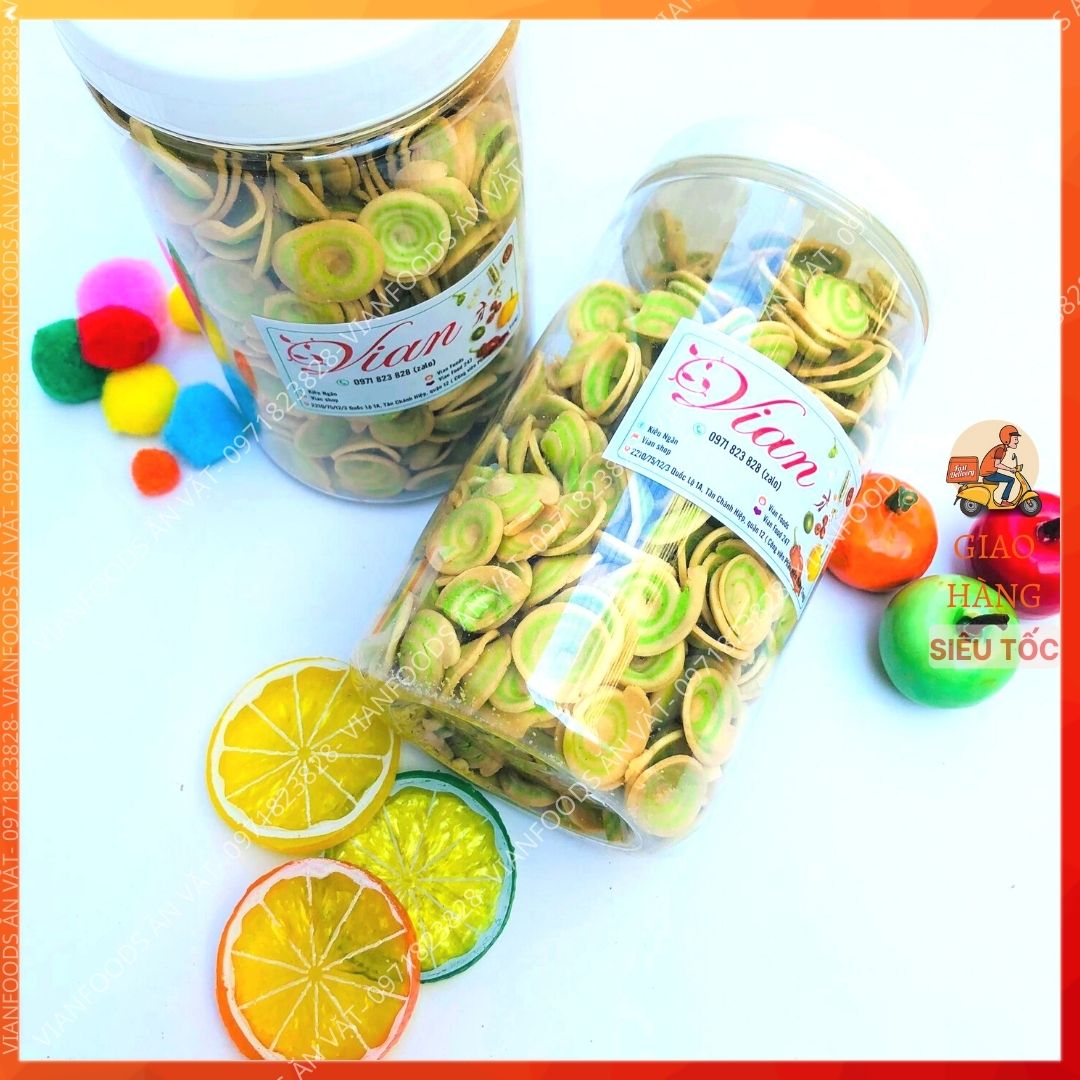 Bánh tai heo nhí vian foods bánh tai heo vị trà xanh béo thơm mùi trà xanh mặn mặn 350gr- đồ ăn vặt