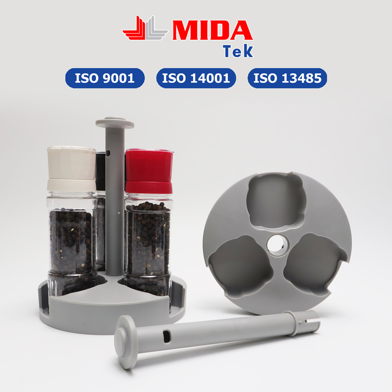 Khay gia vị tủ bếp 3 món MIDATEK xám Cool Gray 7C - D45 - 200 ML