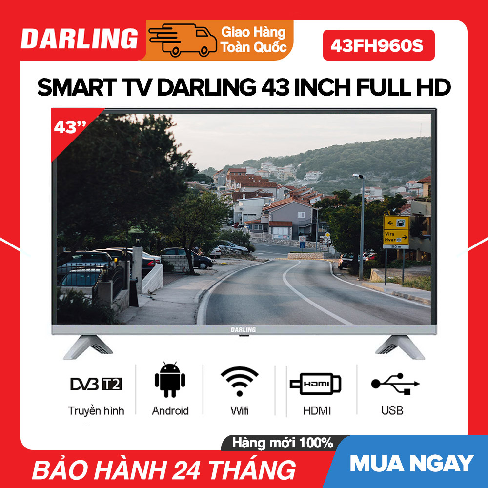 Smart tivi darling 43 inch full hd - model 43fh960s android tích hợp dvb-t2 wifi tivi giá rẻ - bảo hành 2 năm