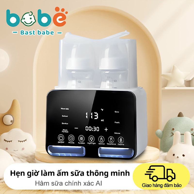 Máy hâm sữa và tiệt trùng máy hâm khử trùng đa năng nhỏ gọn siêu bền bảo hành 1 năm Hiển thị nhiệt độ theo thời gian thực Tiệt trùng bằng hơi nước