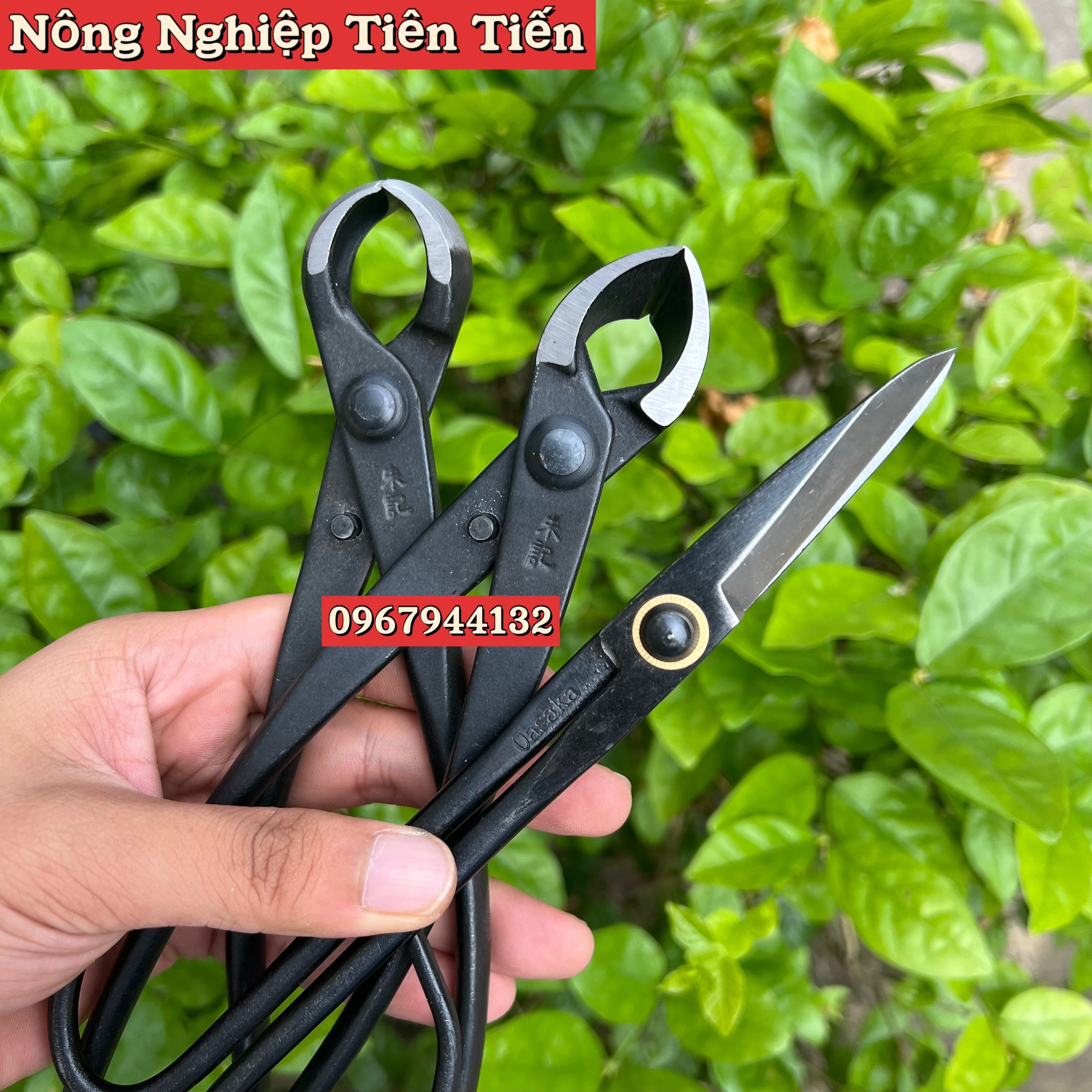 Set bộ dụng cụ bonsai, cây cảnh, cây kiểng chuyên nghiệp gồm kìm cạp tròn + cạp xéo + kéo tỉa lá thép đen đúc nguyên khối