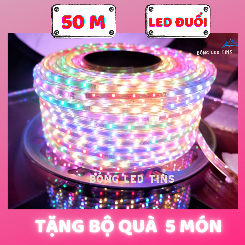 [Tặng Quà 5 Món] Dây led chạy đuổi 50M CHIP 2835 chống nước mưa, dây đèn led trang trí, đèn nháy, den chop, dây led đuổi