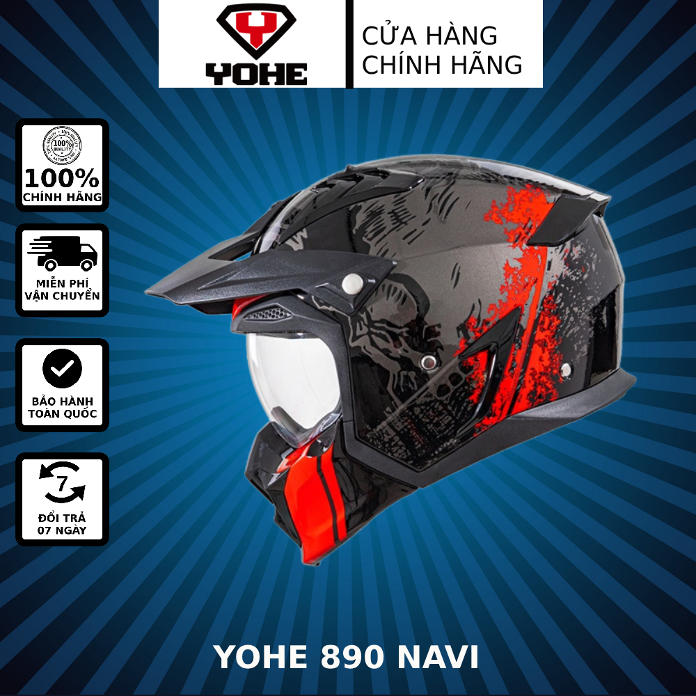 Mũ bảo hiểm yohe 890 - gloss red black