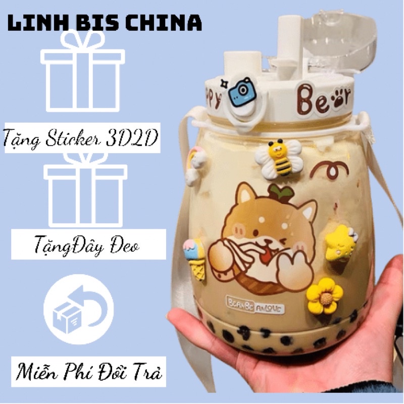 Bình nước 1300ml ,1l, bình đựng nước cute, bình giữ nhiệt