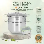 Nồi xửng hấp inox 201 đa năng 24cm Greencook GCST02-24IH