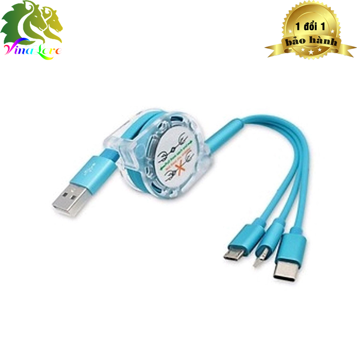 CÁP SẠC 3 ĐẦU ĐA NĂNG (LIGHTNING) CHO IPHONE, IPAD----MICRO USB CHO SAMSUNG ANDROID --- TYPE C OPPO