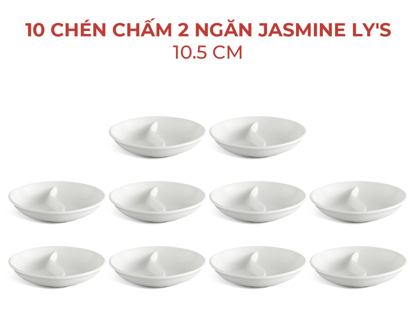 Combo 10 chén chấm 2 ngăn - jasmine lys - trắng ngà