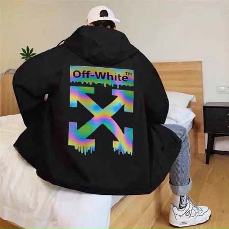 Áo Khoác Dù Unisex in Chữ Off White Phát Sáng Kèm 2 Mũi Tên Điều Hướng , Mẫu Mới Siêu Hot .DT