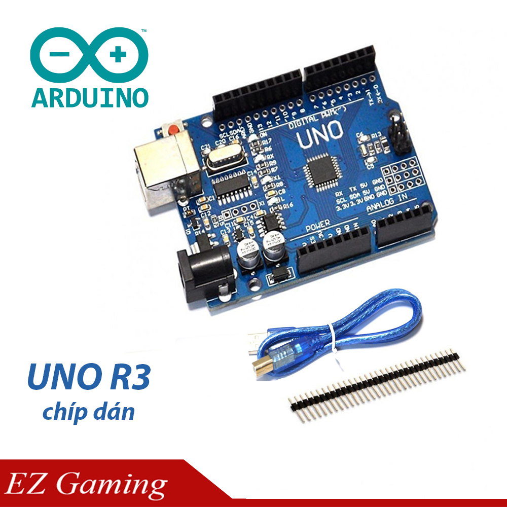Mạch arduino uno r3 phiên bản smd atmega328p-au , chíp nạp ch340, có kèm cáp dữ liệu.