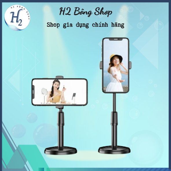 Giá đỡ điện thoại livestream,cây chụp ảnh đế chân tròn để bàn có điều chỉnh chiều cao
