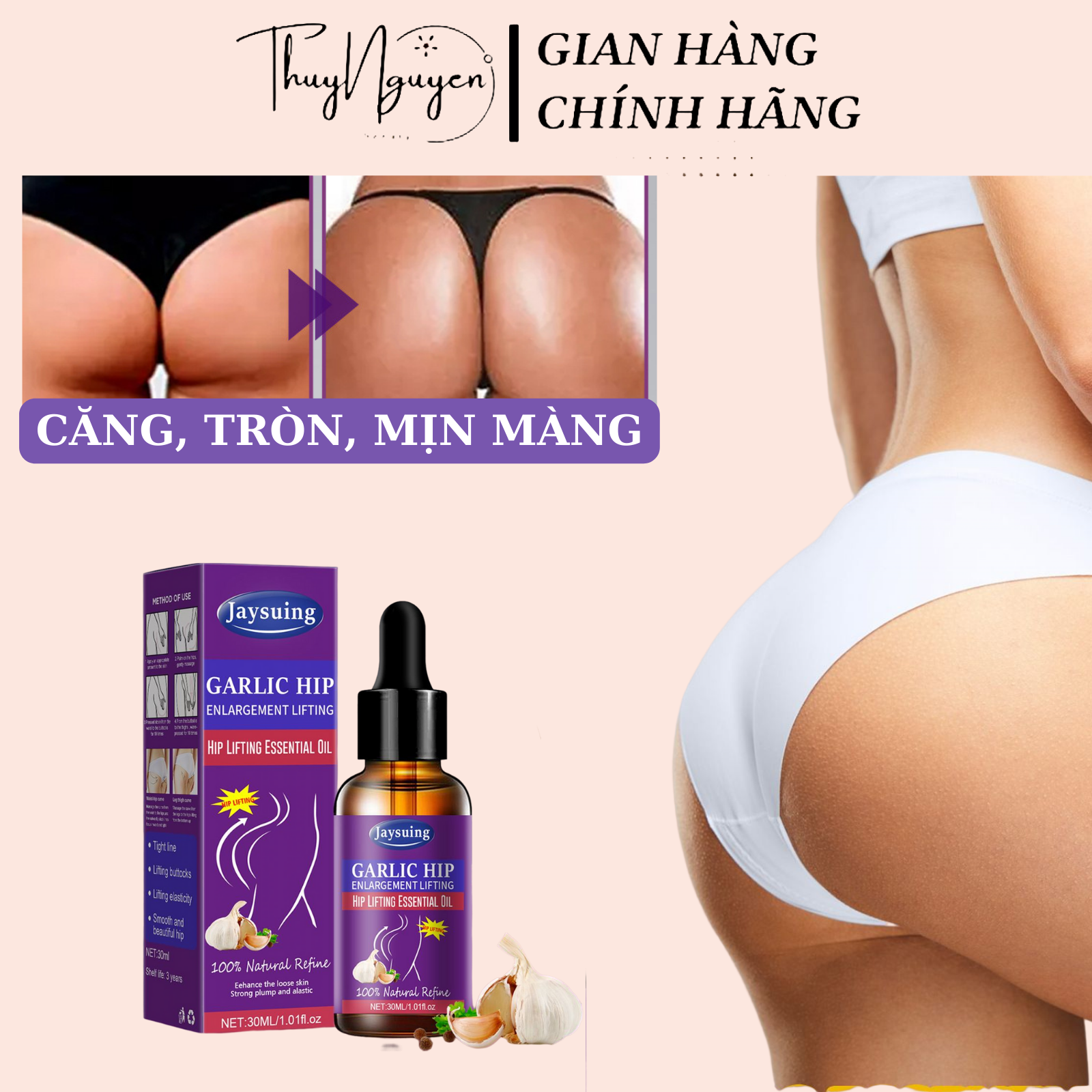 Tinh dầu nâng mông nở mông săn chắc và dưỡng trắng hết thâm mông hiệu quả tinh dầu tăng mông jaysuing, trắng mông giúp mông săn chắc căng tròn, tăng vòng 3 30ml