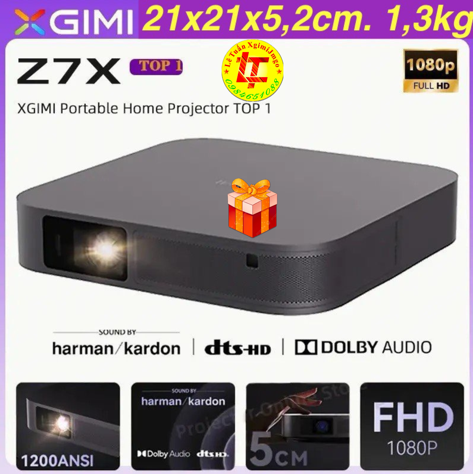 Máy Chiếu Xgimi Z7X. Full HD, Độ sáng 1200Ansi, xem phim 3D, Autu Keystone, Focus. Bảo Hành 12 Tháng