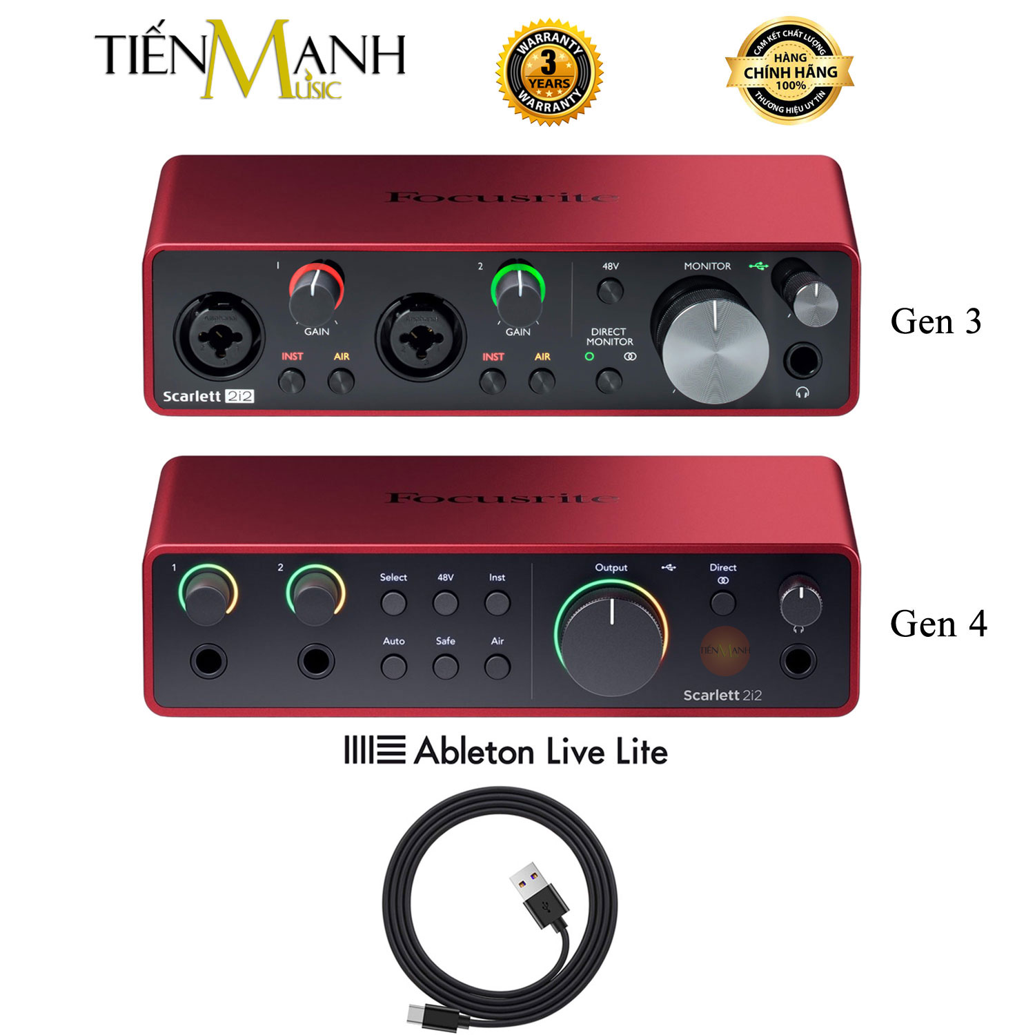 [Trả góp 0%] [Chính Hãng, BH 3 Năm] Focusrite Scarlett 2i2 Gen 4, Gen 3 Sound Card Âm Thanh - Focus 