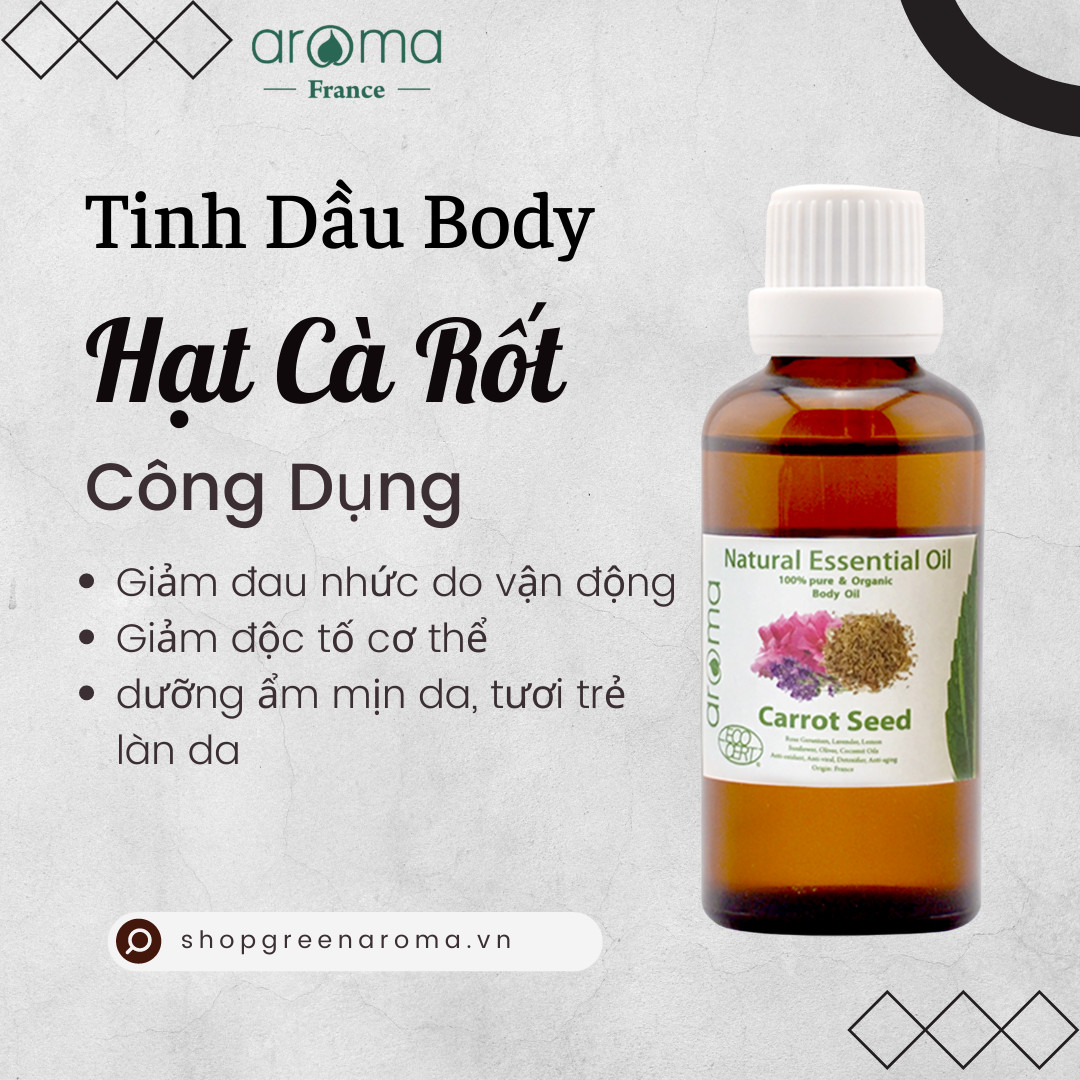 Dầu massage Aroma Oải hương hồng phong lữ hạt cà rốt hoang Dưỡng ẩm, thư giãn, thải độc tố toàn thân 100ml