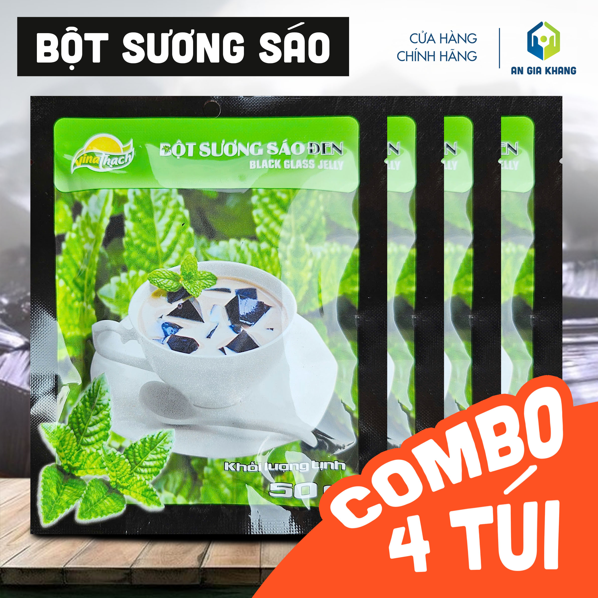 [COMBO 4 TÚI] Bột Nấu Sương Sáo Đen Vina Thạch Tavifood - Gói 50gr - An Gia Khang Food