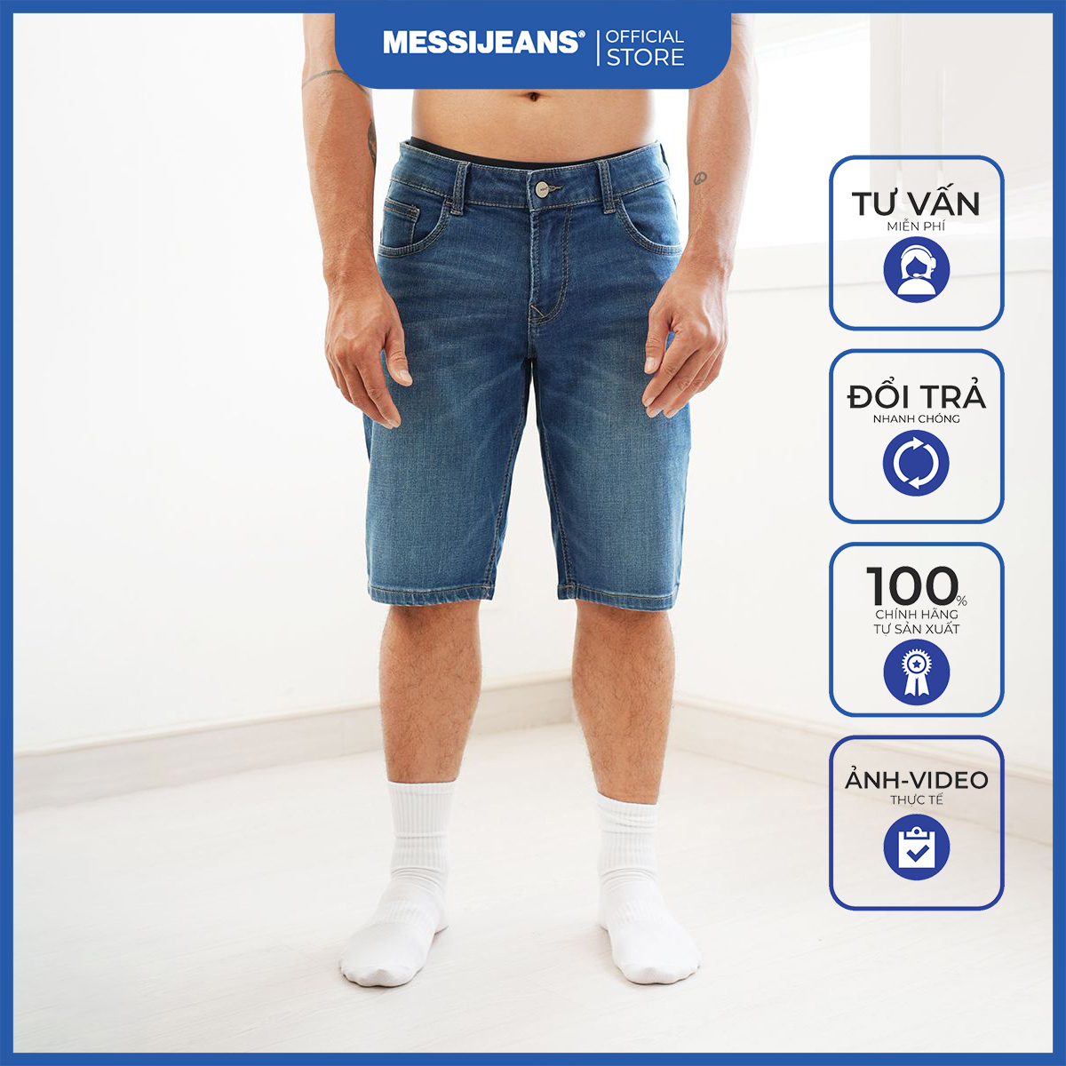 Quần short jeans nam năng động messi mjb0221-22