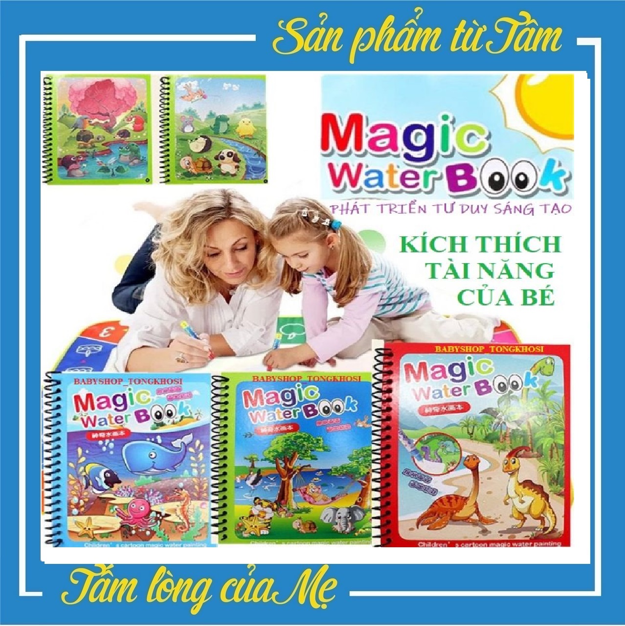 Tranh Tô Màu Nước Ma Thuật Thần Kỳ Không Dính Bẩn Tay Chân Nhiều Chủ Đề Cho Bé