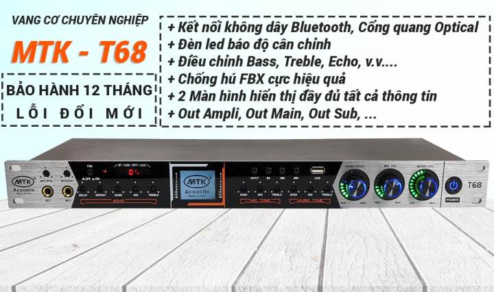 [HCM](SIÊU PHẨM 2021) Vang Cơ Bãi Xịn Giá Rẻ Vang Cơ Chuyên Nghiệp Vang Cơ Chống Hú Tuyệt Đối MTK T68 Kết Nối Không Dây Bluetooth Cổng Quang Optical USB AV Đèn Led Báo Độ Cân Chỉnh Điều Chỉnh Bass Treble Echo Màn Hình LCD + Led