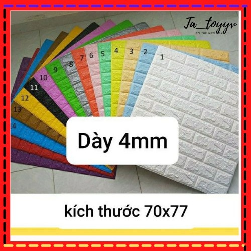 Xốp dán tường giả gạch 4mm - Khổ lớn 70x77cm Giúp Chống thấm nước ẩm mốcmang lại không gian sạch sẽ và trong lành
