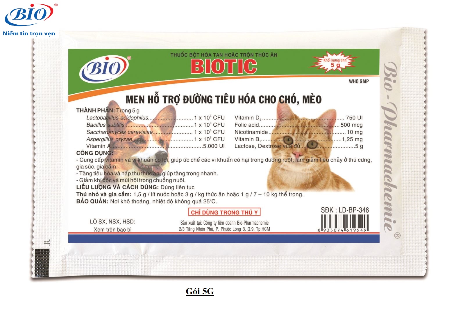 [HCM]MEN TIÊU HÓA CHÓ- MÈO. BIOTIC GÓI 5G