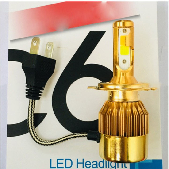 [Bảo hành 6 tháng] Đèn pha led C6 2 Tim Cos vàng pha trắng chân H4 siêu sáng sử dụng điện bình lắp được hầu hết các dòng xe