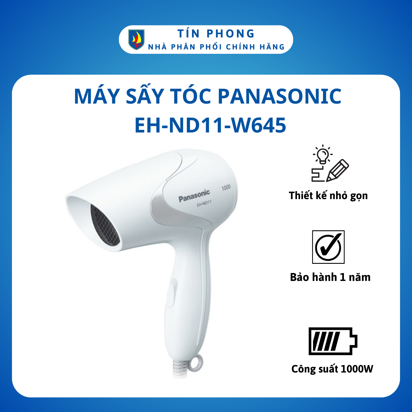 [Giao Hỏa Tốc 2H] Máy Sấy Tóc Panasonic EH-ND11-W645 Công suất 1000 W