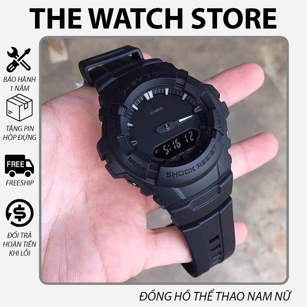 Đồng hồ nam casio g-shock g-100bb - thiết kế đen huyền bí - đồng hồ điện tử kim dạ quang - chống nước