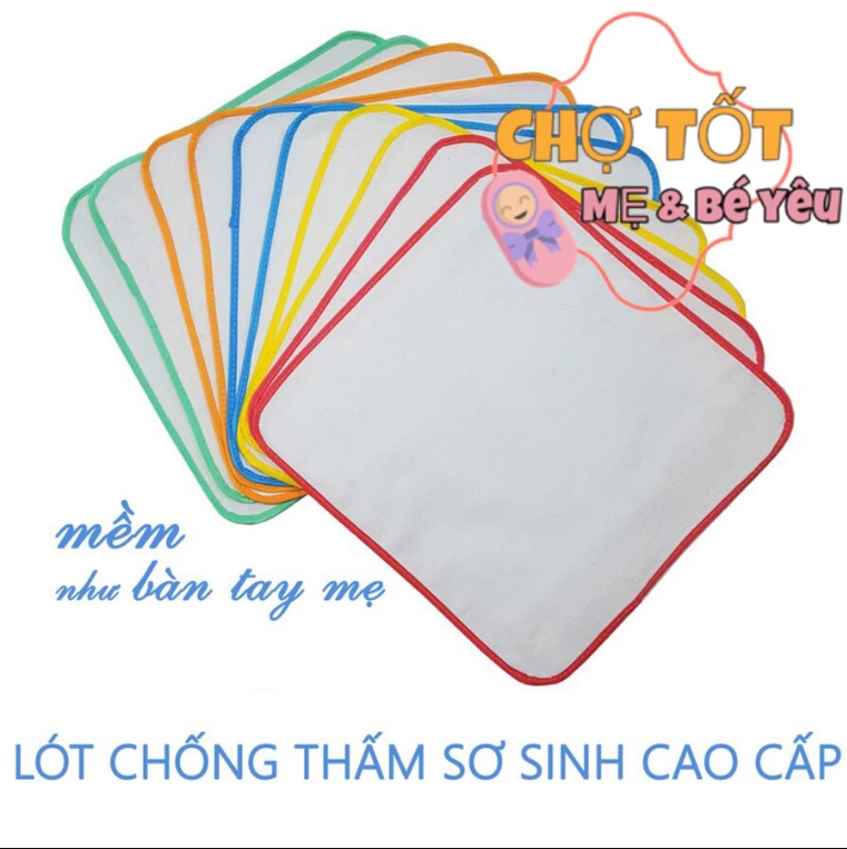 Combo 10 tấm lót nilong chống thấm cho bé sơ sinh, mặt bông mặt nilon