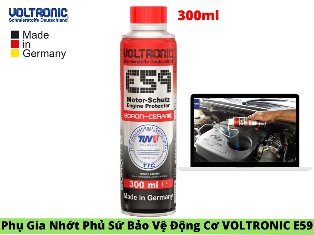 Phụ Gia Nhớt Phủ Sứ Ceramic Bảo Vệ Động Cơ VOLTRONIC E59 300ml