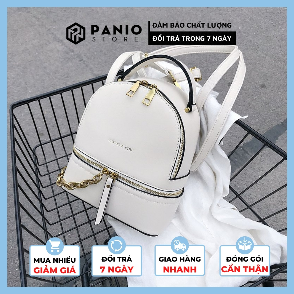Balo nữ mini thời trang cao cấp dễ thương da đẹp màu trắng_PANIO SP22.