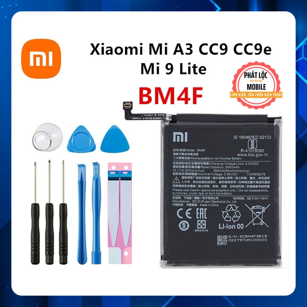 Pin xiaomi mi a3/ mi cc9/ mi cc9e/ mi 9 lite, mã pin bm4f, dung lượng 4030mah, bảo hành 3 tháng, tặng kèm 1 bộ tua vít mở máy hoặc keo dán