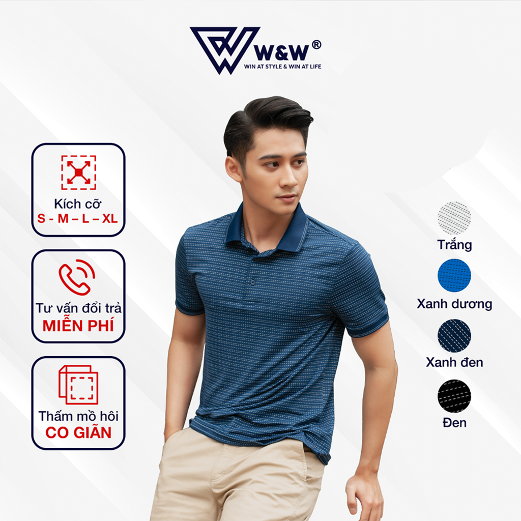 Áo Polo Nam Cao Cấp W&W WPO78R Dáng Regular Fit, Vải sợi PE Cool Nhẹ Mát, Chống Nhăn Co, Thoáng Khí, Nhẹ Và Khô Nhanh