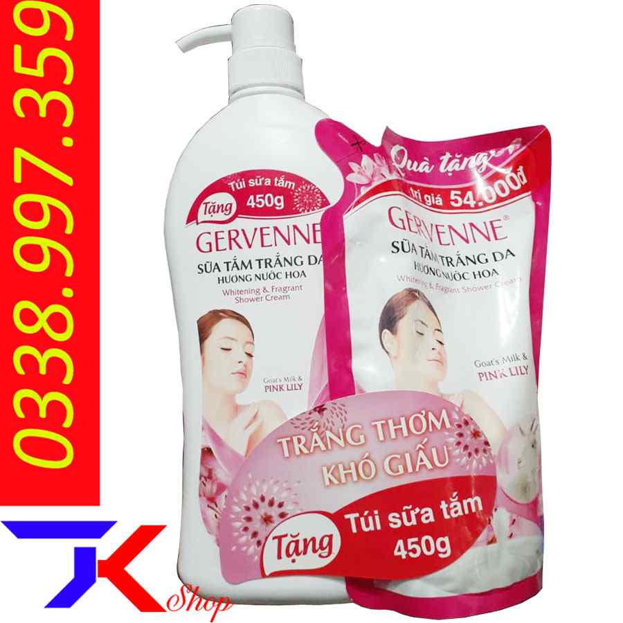SỮA TẮM TRẮNG DA GERVENNE HƯƠNG NƯỚC HOA 900G HÀNG TẶNG
