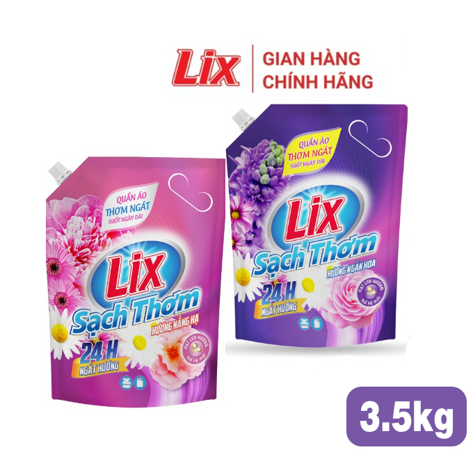 Nước giặt Lix SẠCH THƠM túi 2.6KG/3.5KG - tùy chọn