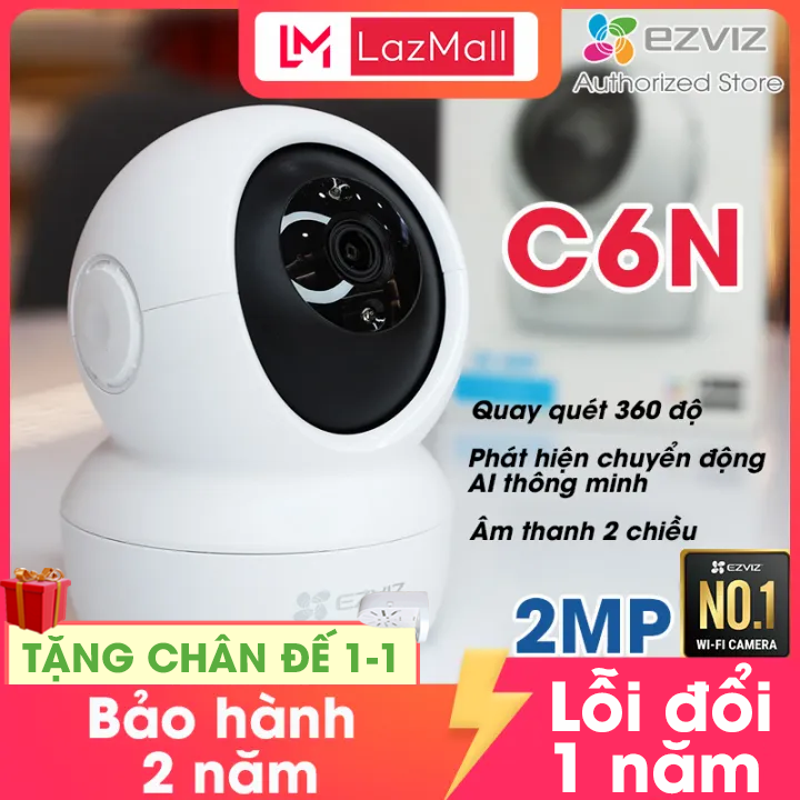 Giảm 100K + MUA 1 TẶNG 1 QUÀ + Camera EZVIZ C6N 2mp 1080p trong nhà , c6n ezviz Wireless không dây, camera HOT bán chạy năm, có đế gắn trần