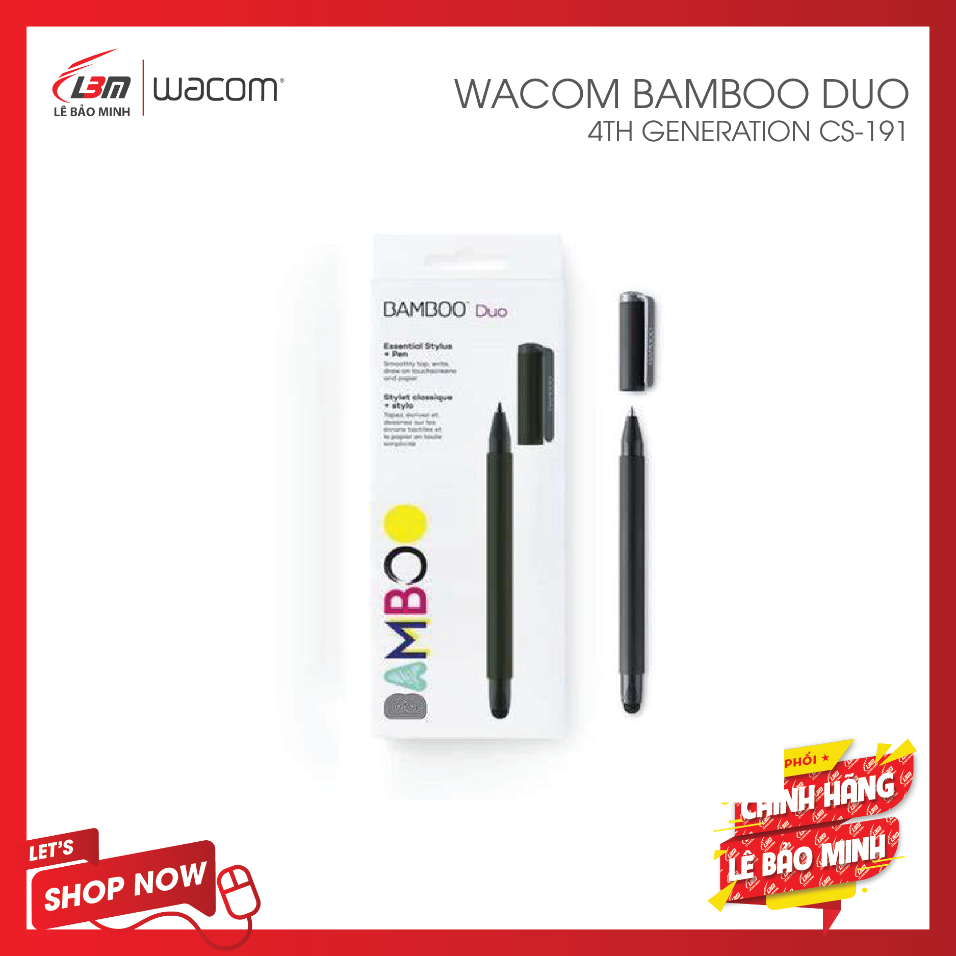 ELJUN21-GIẢM 10% KHI MUA TỪ 99K BÚT CẢM ỨNG ĐIỆN TỬ HIỆU WACOM BAMBOO DUO, 4TH GENERATION CS-191
