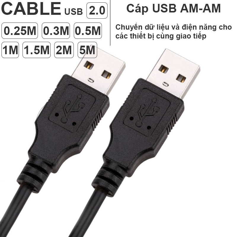 Cáp USB 2 đầu đực - Dây USB 2.0 AM-AM 0.25M đến 5M