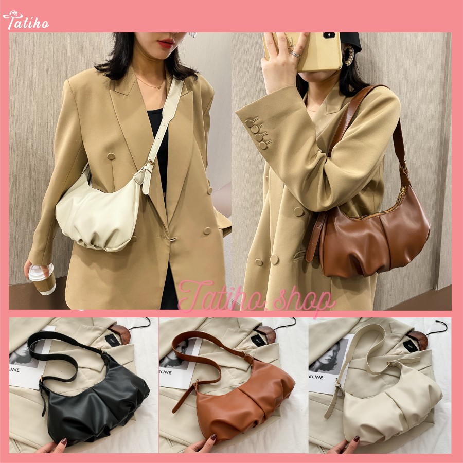 Túi Xách Kẹp Nách Túi Niche Rento Da Mềm Xếp Li Đeo Vai Hot Trend Phong Cách Châu Âu - Mã XT032