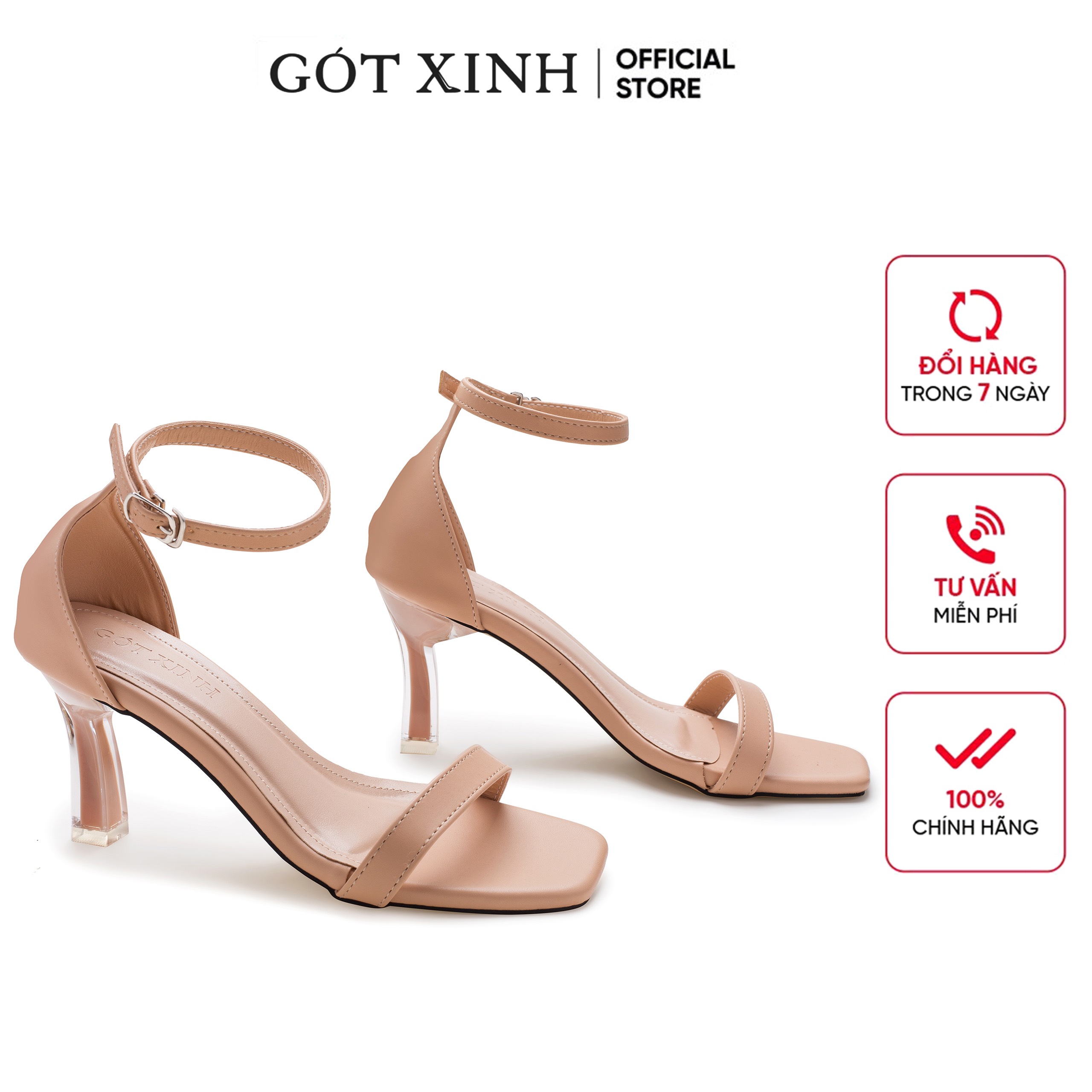 Sandal cao gót gót xinh gd7 da mềm siêu xinh cao 7cm