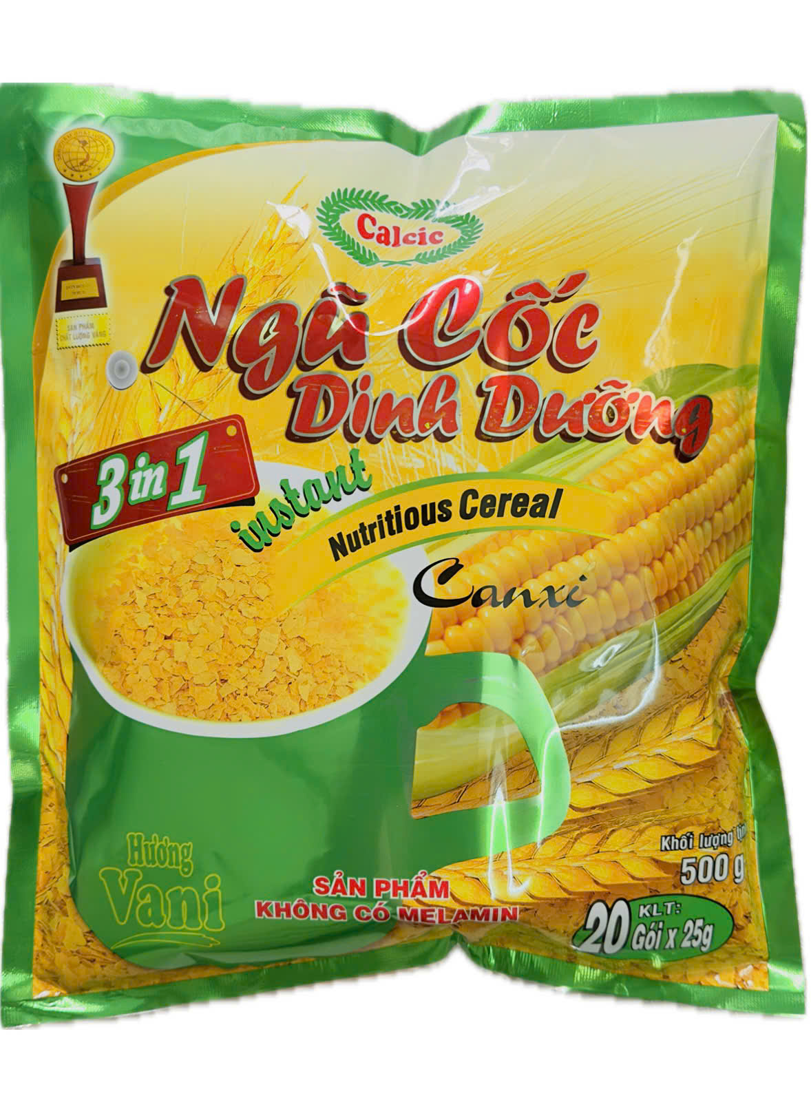 Ngũ Cốc Dinh Dưỡng Calcic 3in1 500g (20 gói 25g)– Ngũ Cốc Ăn Sáng Bổ Sung Canxi, Bổ Sung Dinh Dưỡng