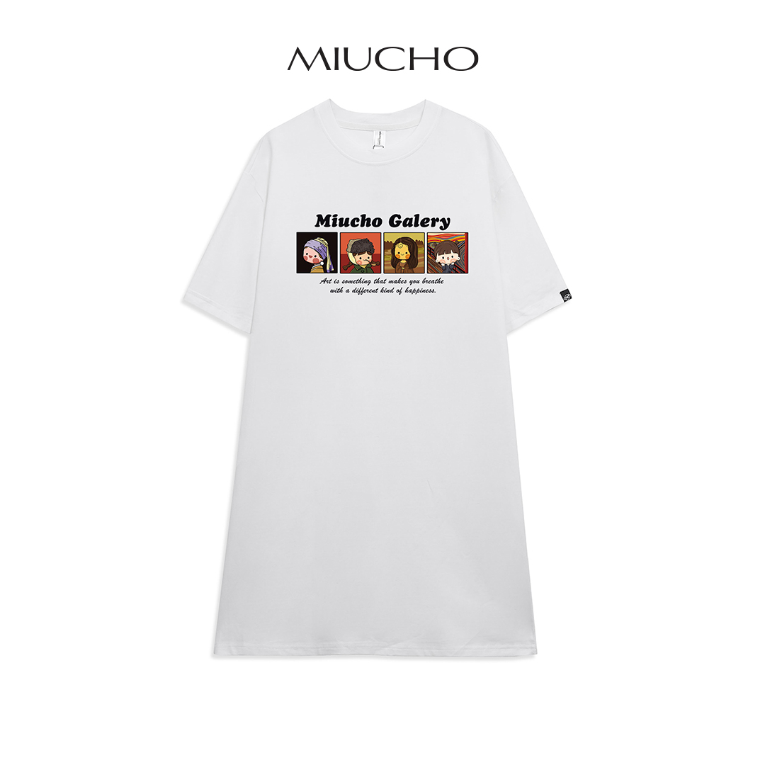 Đầm suông dài tay lỡ, váy suông dáng dài tay vintage nữ cổ tròn chất cotton bigsize DT018 Miucho in brand name