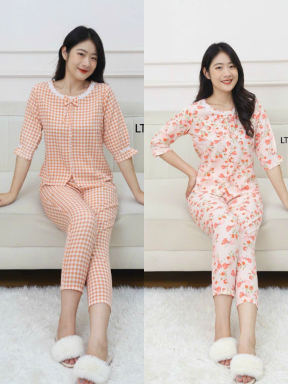 Quần áo mặc nhà, Đồ bộ nữ quần dài chất lụa xinh