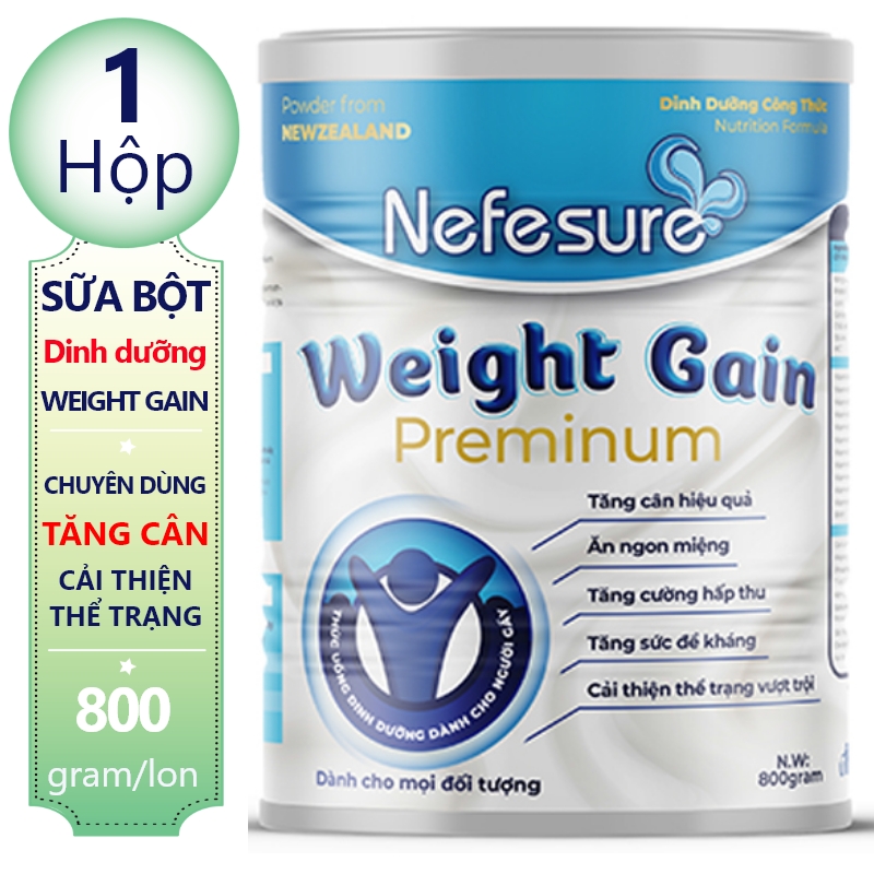 Sữa tăng cân dành cho người gầy Nefesure weighit gain preminum 800gr giúp tăng cân hiệu quả, ăn ngon miệng, tăng cường hấp thu dưỡng chất, tăng sức đề kháng, cải thiện thể trạng vượt trội