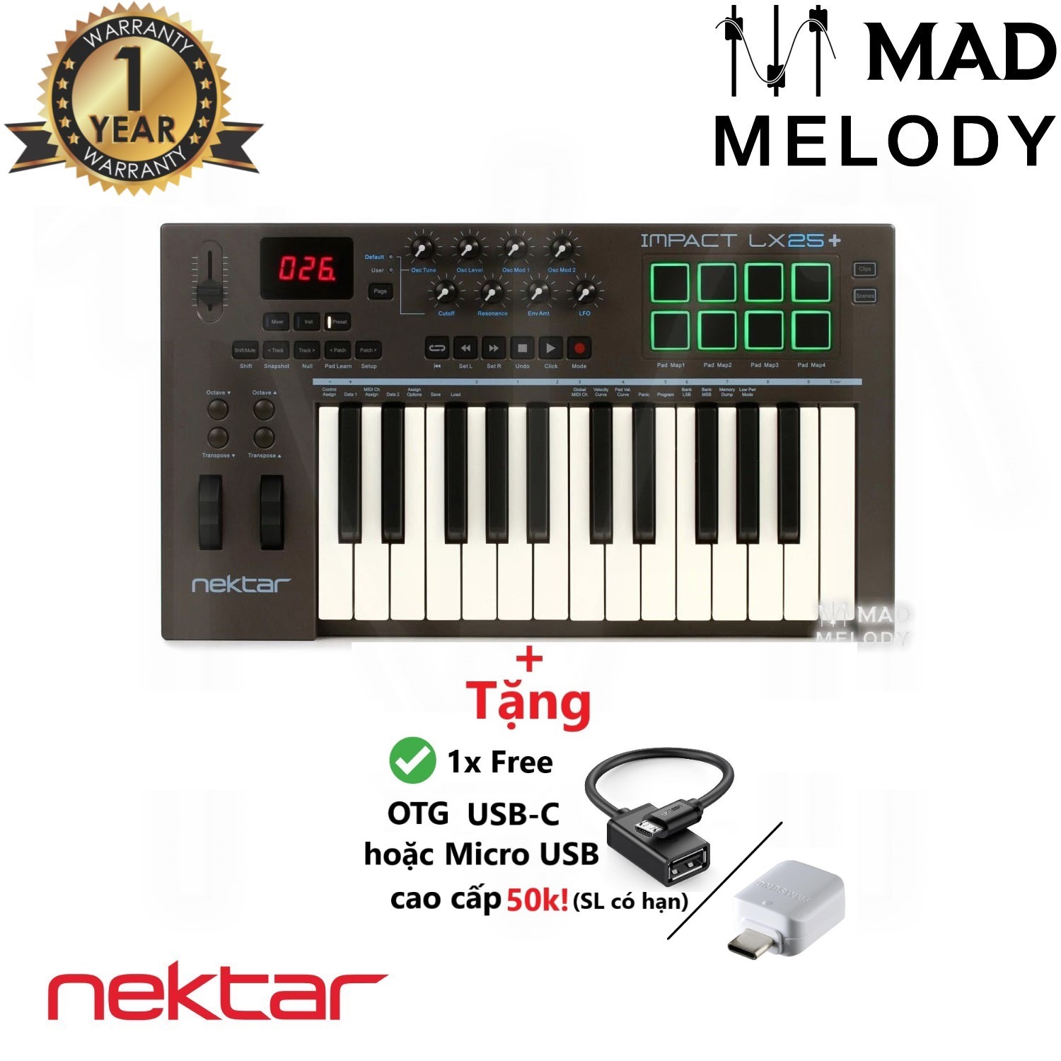 Nektar Impact LX25+ Keyboard Controller [đàn soạn nhạc 25 phím NEW]