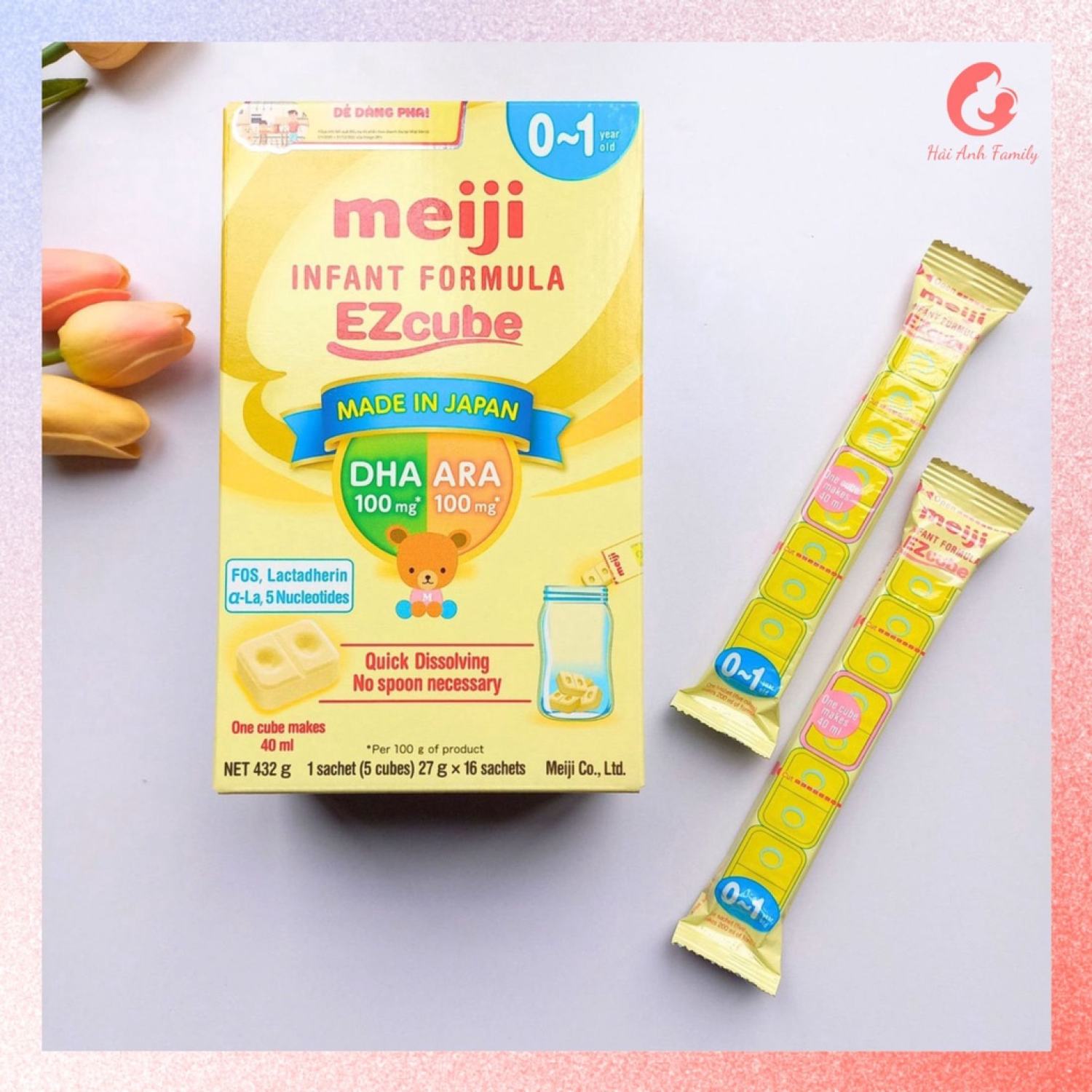 Sữa Meiji thanh nhập khẩu Nhật dành cho bé từ 0 - 12 tháng 27g Date 7 2024