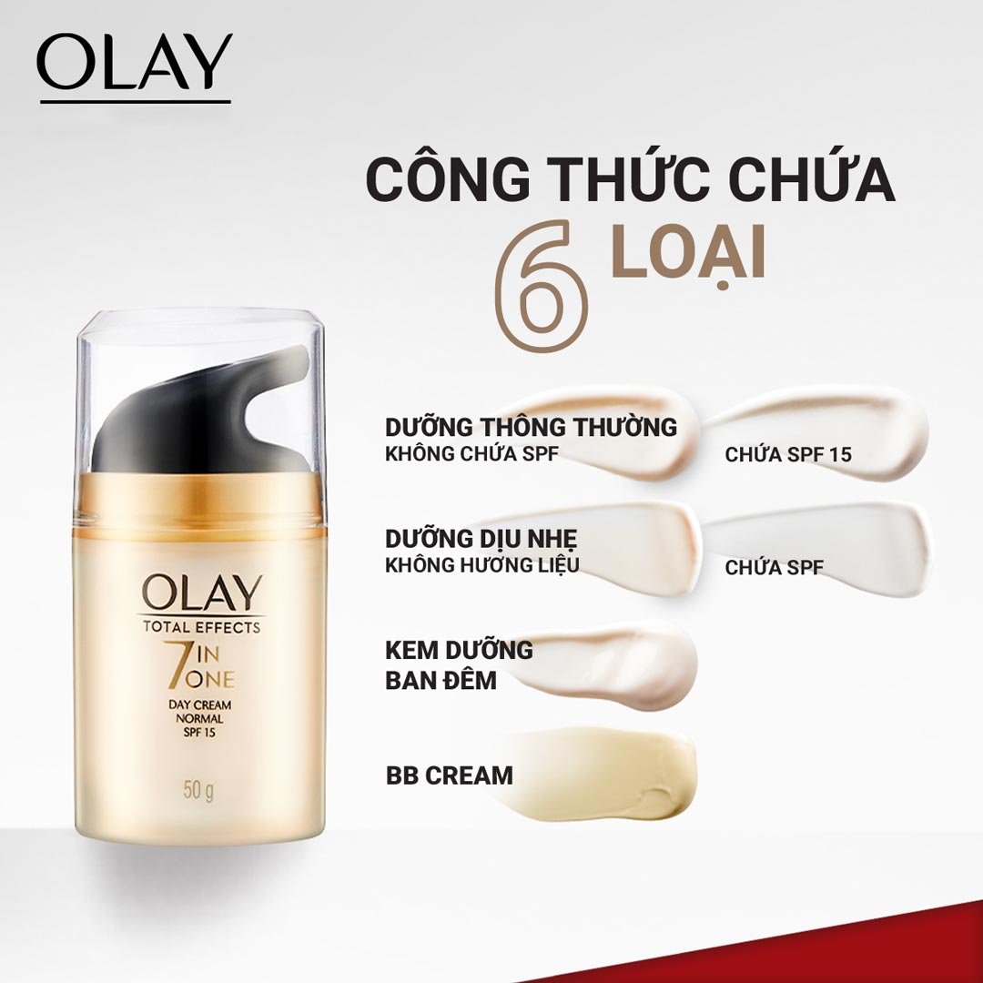 Combo Kem Dưỡng Olay Ngừa Lão Hóa Ban Ngày  Ban Đêm 50g/Lọ Total Effects 7 in One Day Cream Normal SPF 15 + Total Effects 7 in One Night Cream Hasaki Sản Phẩm Chính Hãng